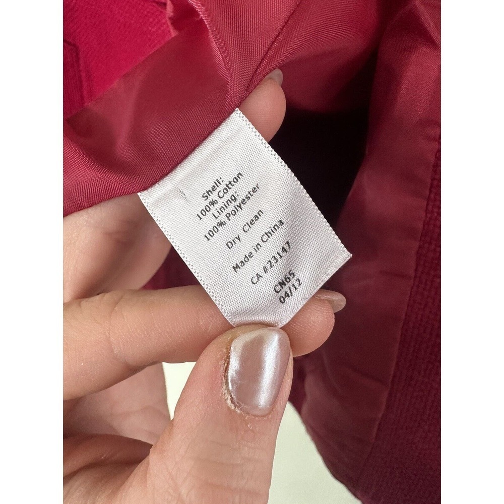 Talbots Sz 10 Blazer Red Tweed BOne Button Cotton Classic Office Career Magenta﻿ - Picture 8 of 9